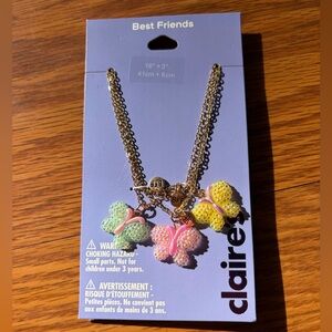 NWT-Claire's 3 Best Friends Butterfly Necklace Set